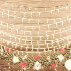 Pallo keijuvalonauha 20 m 200 LED-valoa kylmä valk. 8-toiminen