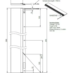 Peilikaappivalaisin Hiipakka Caino 60cm akryyli