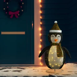 Pingviini-joulukoriste LED-valoilla ylellinen kangas 60 cm
