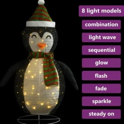 Pingviini-joulukoriste LED-valoilla ylellinen kangas 60 cm