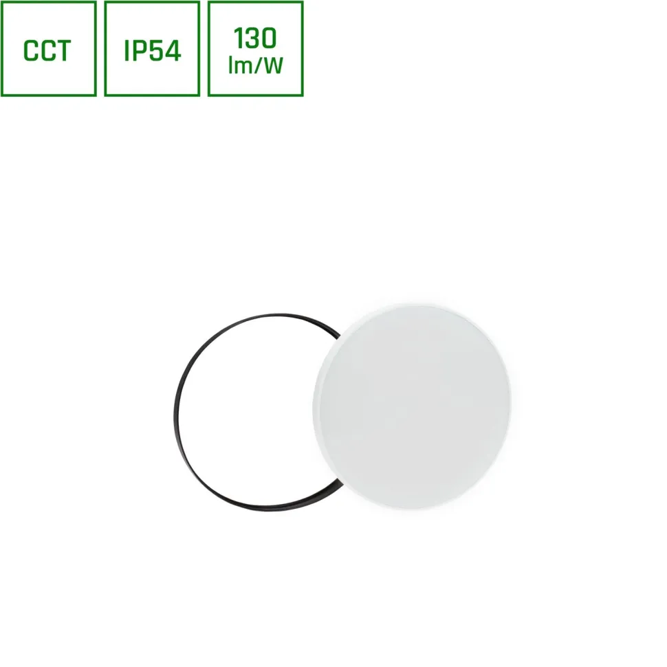 Plafondi Spectrum Nymphea Ø250x52mm CCT 3000/4000/6000K IP54 18W valkoinen/musta