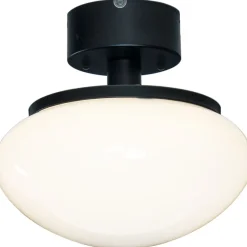 Plafondi Aneta Lighting August New, metalli/lasi, E27, musta/valkoinen