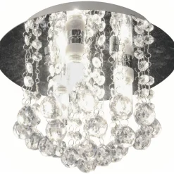 Plafondi Aneta Lighting Nicoline IP44 Ø 260x220 mm kromi, kirkas lasi
