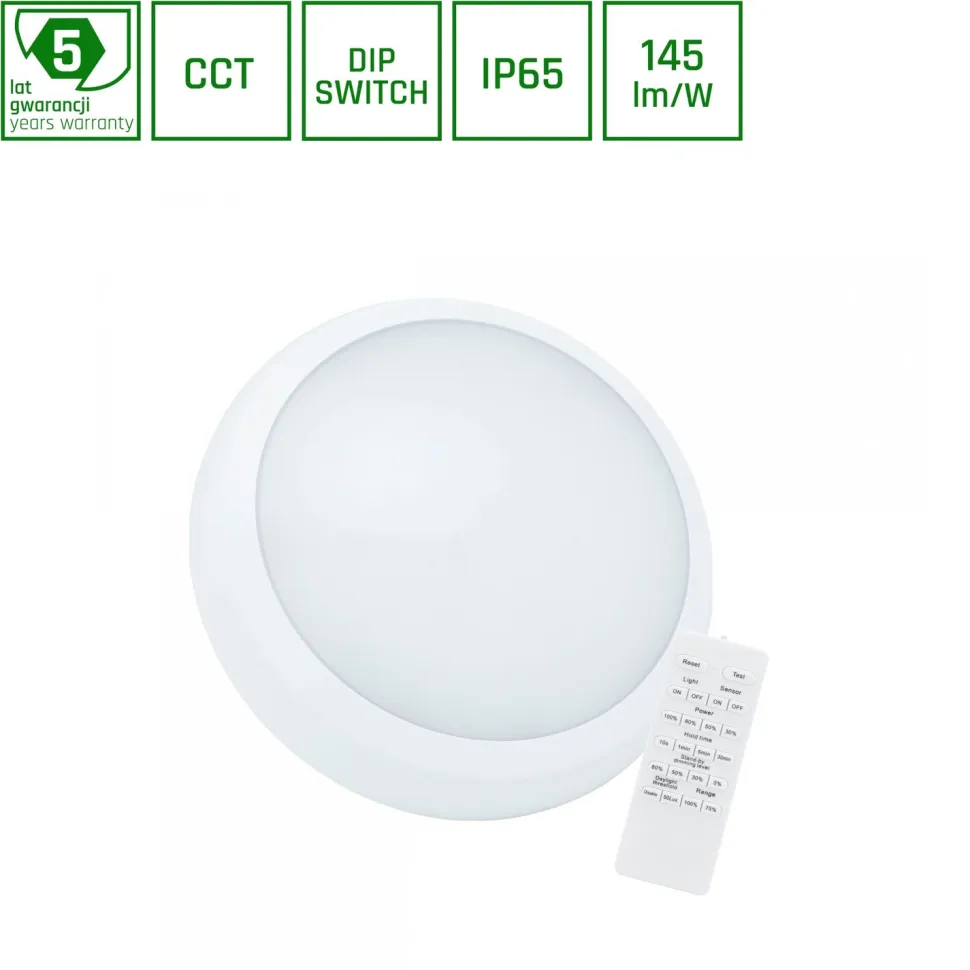 Plafondi Spectrum Nymphea City Pro 2 Ø320mm 18/24W kaukosäädin IP65 CCT 3000/4000/6000K valkoinen