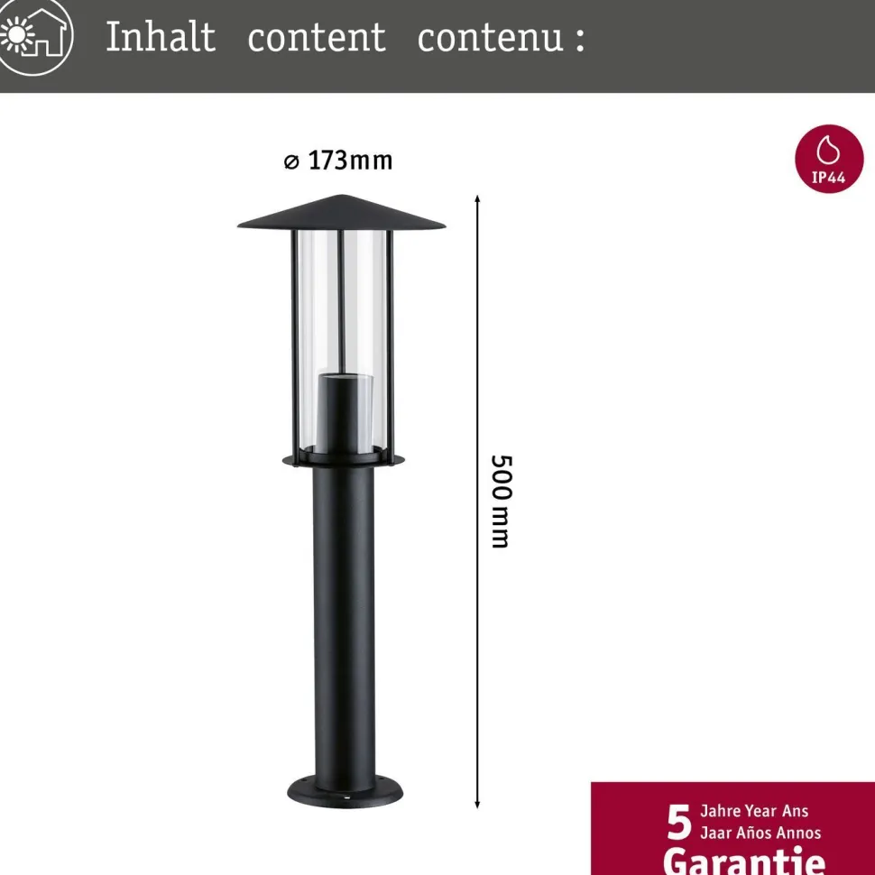 Pollarivalaisin Paulmann Classic, IP44, 50cm, 2200K, E27, musta