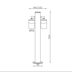 Pollarivalaisin Lucide Arne-LED 50 cm 2x5W IP44 satiinikromi