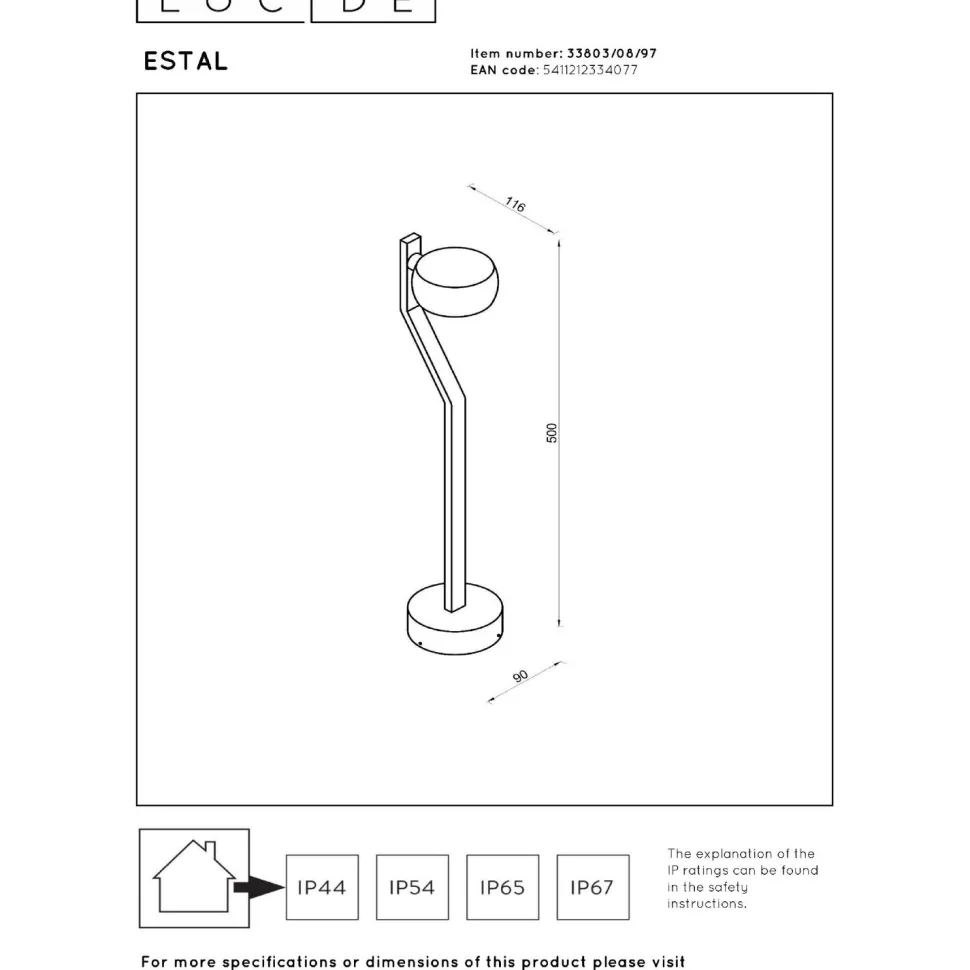 Pollarivalaisin Lucide Estal, 11.6x12cm, IP54, 9W, ruskea