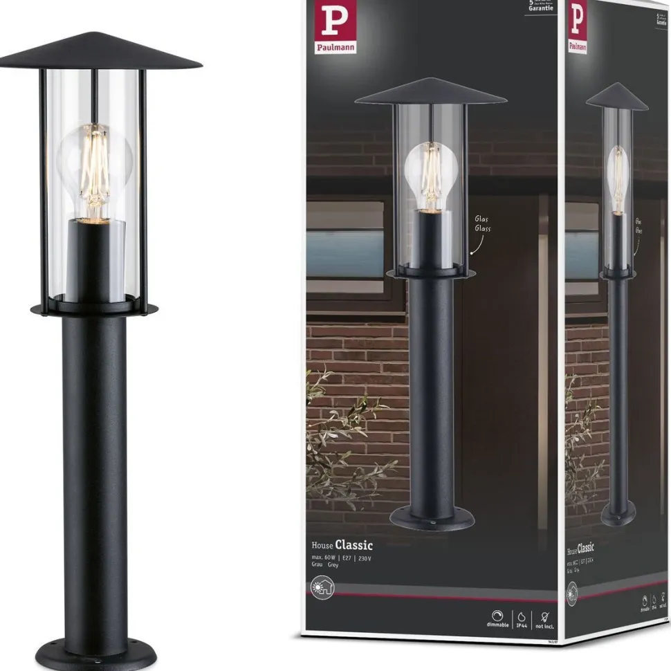 Pollarivalaisin Paulmann Classic, IP44, 50cm, tummanharmaa