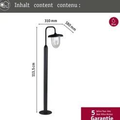 Pollarivalaisin Paulmann Vintario, IP44, 113.5cm, E27, korroosionkestävä, antrasiitti