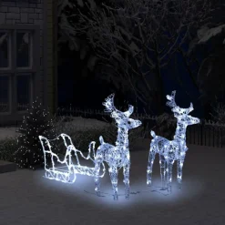 Porot ja reki joulukoriste, 160 LED-valoa 130cm, akryyli