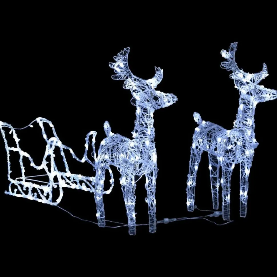 Porot ja reki joulukoriste, 160 LED-valoa 130cm, akryyli