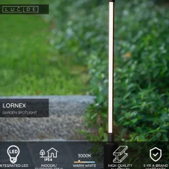 Puutarhaspotti Lucide Lornex, 4.9x4.9cm, IP54, 6W, musta