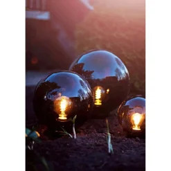Puutarhavalaisin Star Trading Orby, 20cm, musta/savunharmaa