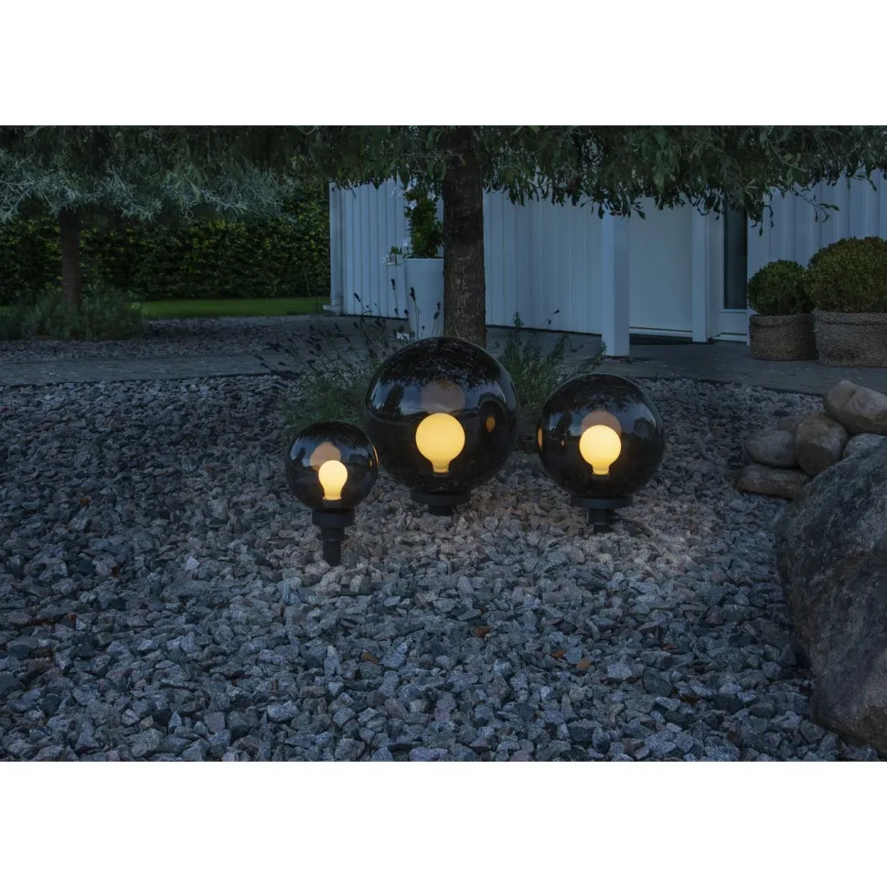 Puutarhavalaisin Star Trading Orby, 20cm, musta/savunharmaa