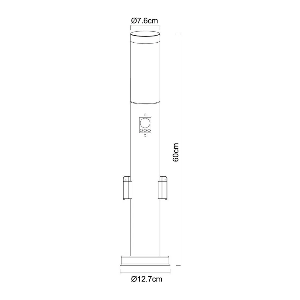 Pylväsvalaisin Globo Boston Ø13,1x60cm 60W liiketunnistimella teräs