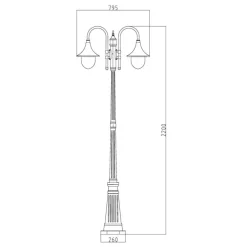 Pylväsvalaisin Kartano PKT-2U 2200 mm 2-osainen musta