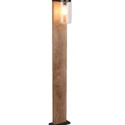 Pylväsvalaisin Trio Ardila, 100cm, E27, puu/mattamusta, hämärätunnistin
