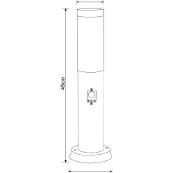 Pylväsvalaisin Globo Boston Ø12,7x45cm 60W liiketunnistimella teräs