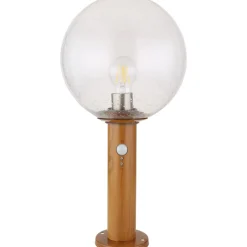 Pylväsvalaisin Globo Ossy 50cm, puu/kirkas, liiketunnistin