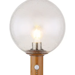 Pylväsvalaisin Globo Ossy 50cm, puu/kirkas, liiketunnistin