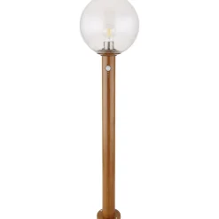 Pylväsvalaisin Globo Ossy 50cm, puu/kirkas, liiketunnistin