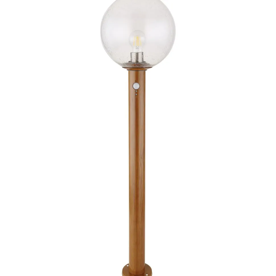 Pylväsvalaisin Globo Ossy 50cm, puu/kirkas, liiketunnistin