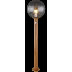 Pylväsvalaisin Globo Ossy 50cm, puu/kirkas, liiketunnistin