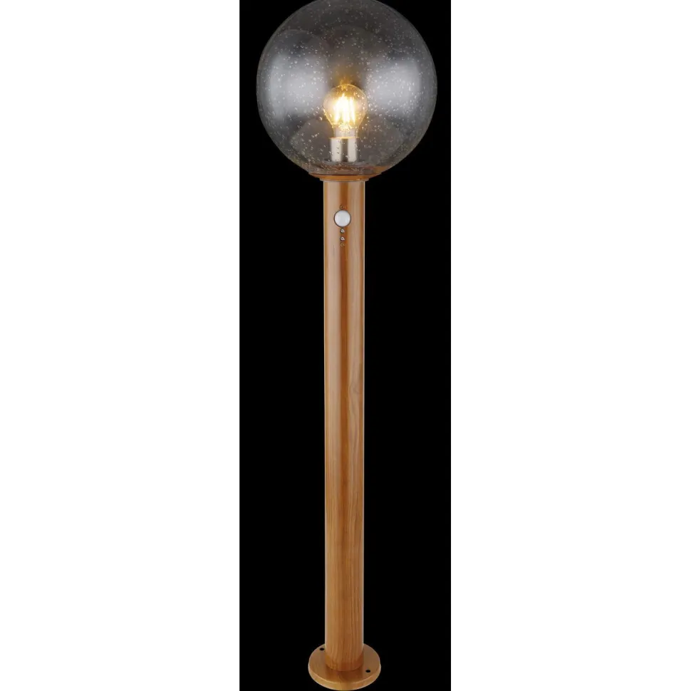 Pylväsvalaisin Globo Ossy 50cm, puu/kirkas, liiketunnistin