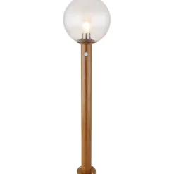 Pylväsvalaisin Globo Ossy 50cm, puu/kirkas, liiketunnistin