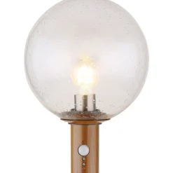 Pylväsvalaisin Globo Ossy 50cm, puu/kirkas, liiketunnistin
