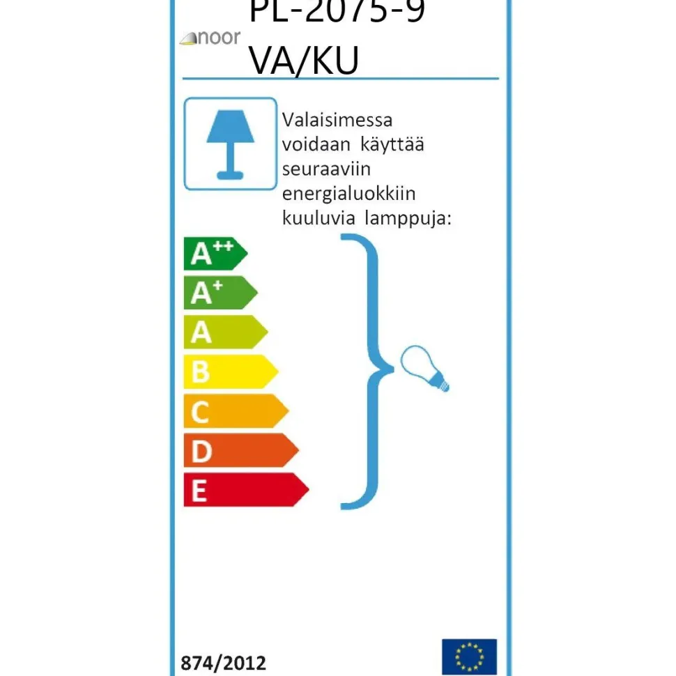 Pylväsvalaisin Noor Kello 2-osainen 2180x650 mm valkoinen/kulta