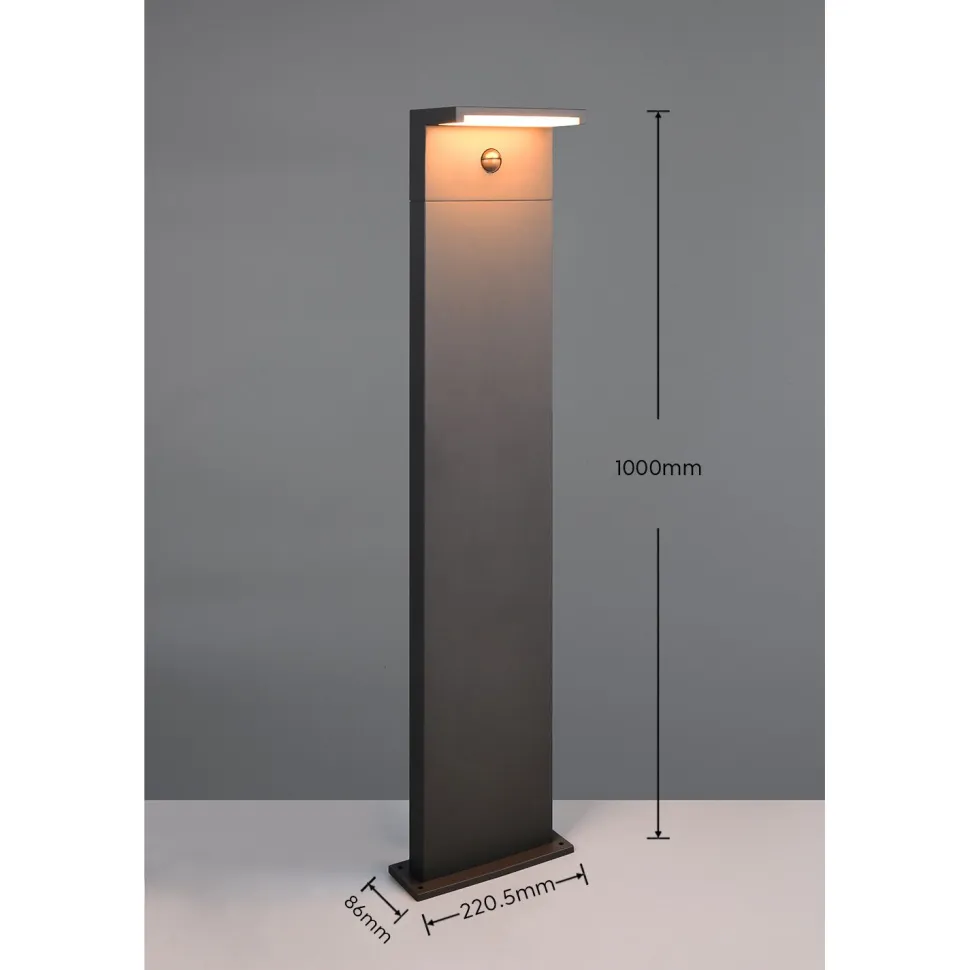 Pylväsvalaisin Trio Ravi LED 50cm liiketunnistimella antrasiitti