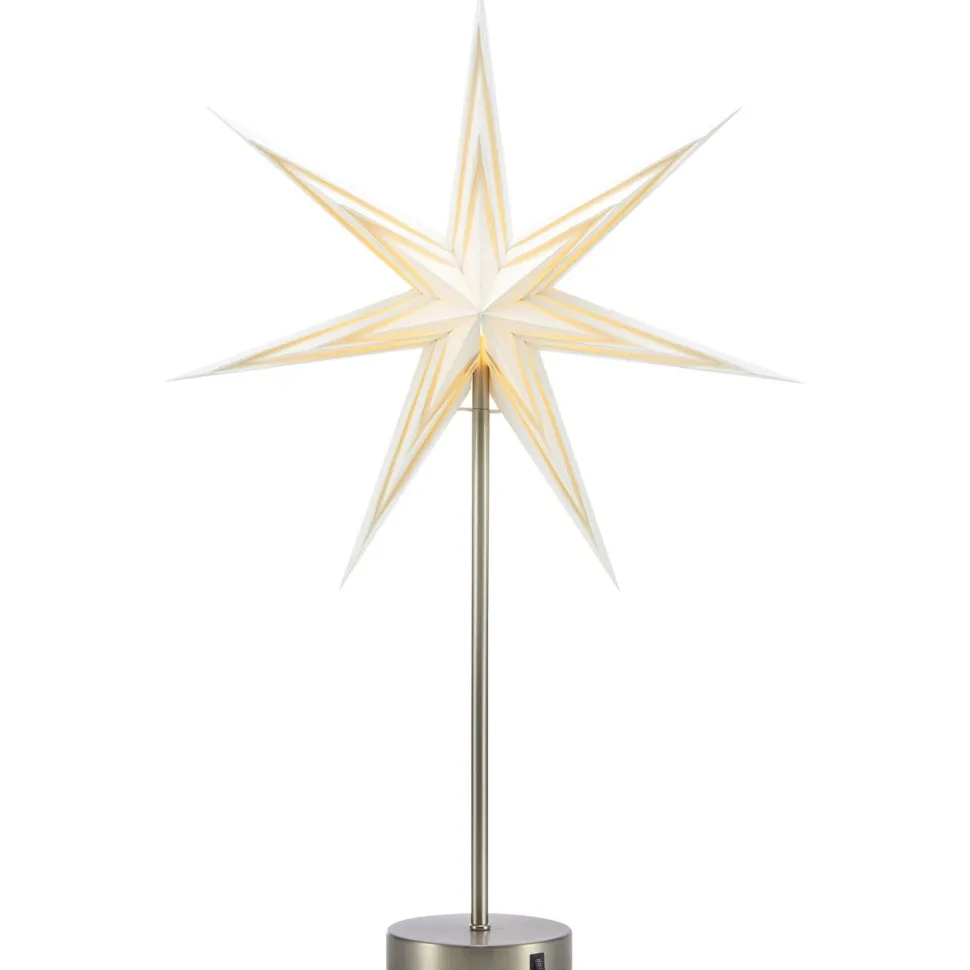 Pöytätähti Markslöjd Sarah 45cm paristokäyttöinen teräs/valkoinen