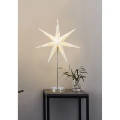 Pöytätähti Markslöjd Sarah 45cm paristokäyttöinen teräs/valkoinen