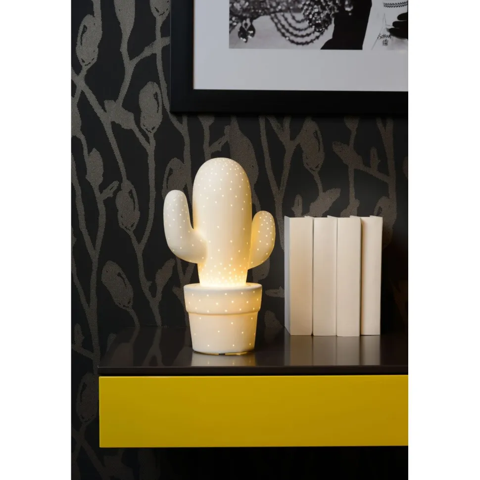 Pöytävalaisin Lucide Cactus Ø20 cm valkoinen