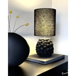 Pöytävalaisin Aneta Lighting Bubbles, tekstiilivarjostin, musta