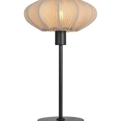 Pöytävalaisin Aneta Lighting Mamsell pieni, E14, tekstiilivarjostin, musta/lämpimänharmaa