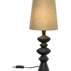 Pöytävalaisin Aneta Lighting Nina 54cm E27 tekstiilivarjostin, musta/ruskea
