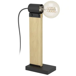 Pöytävalaisin Eglo Bailrigg, 33cm, E27, 40W, IP20, puu/musta