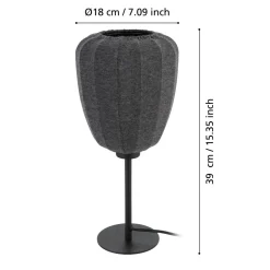 Pöytävalaisin Eglo Barlaston, Ø39cm, E27, 40W, IP20, musta/harmaa