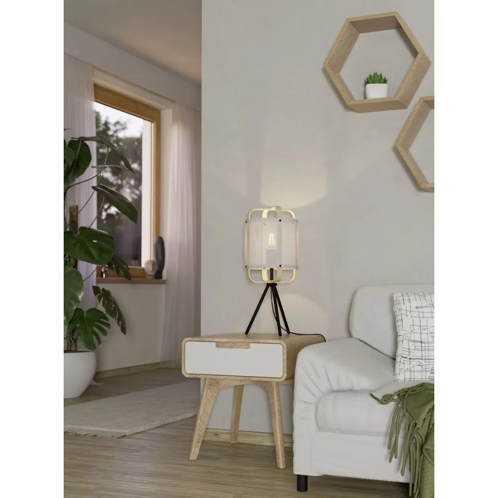 Pöytävalaisin Eglo Surfleet, Ø51.5cm, E27, 40W, IP20, valkoinen/puu