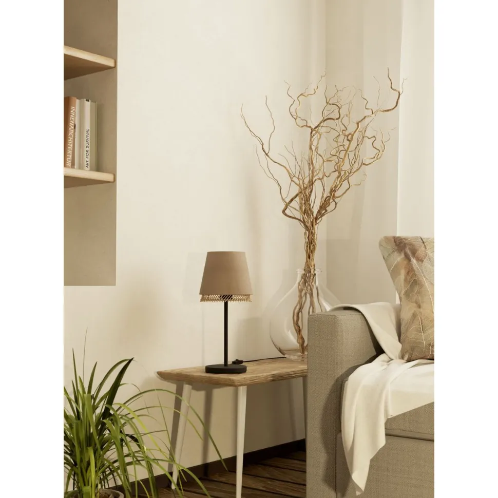 Pöytävalaisin Eglo Tabley, 42.5cm, E27, 40W, IP20, pellava/puu