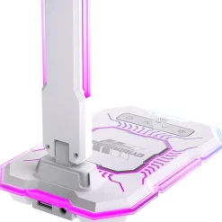 Pöytävalaisin FocusLight E-Sport, 9W + RGB 3W, CCT, langaton latausasema, valkoinen