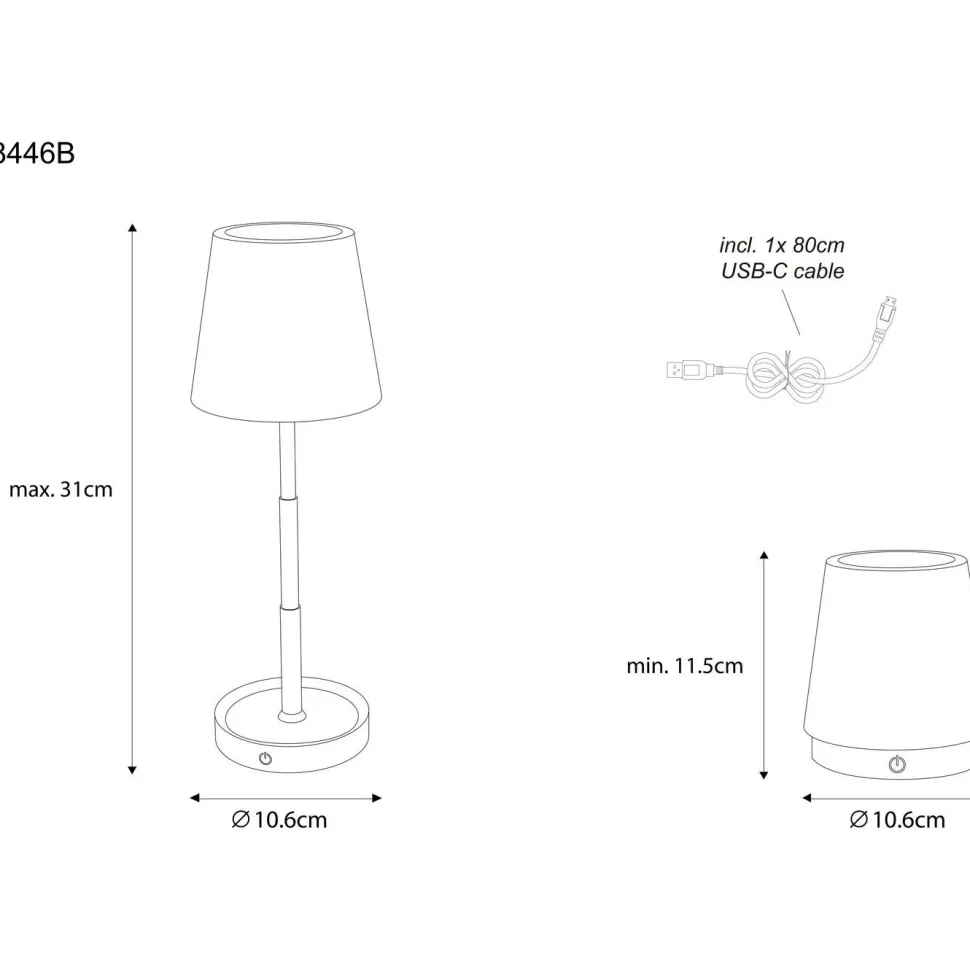 Pöytävalaisin Globo Carlos Ø10.6cm, USB-ladattava