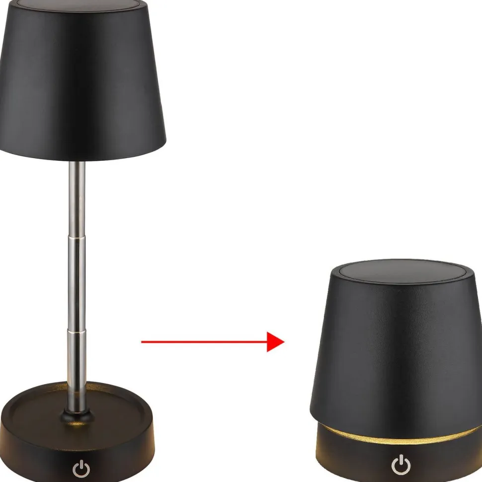 Pöytävalaisin Globo Carlos Ø10.6cm, USB-ladattava