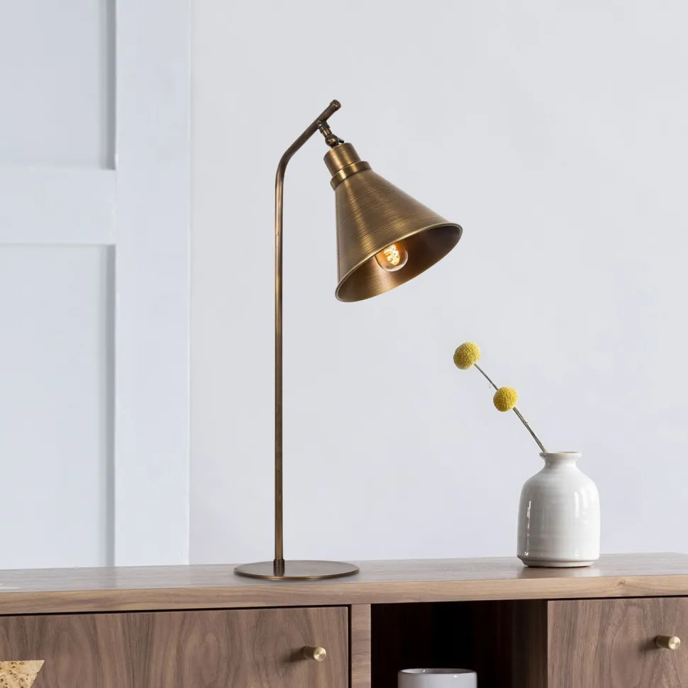 Pöytävalaisin Linento Lighting Sivani, korkeus 50cm, E27, antiikkimessinki