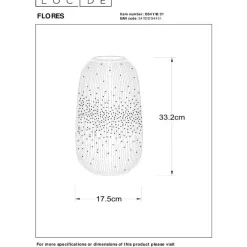 Pöytävalaisin Lucide Flores, 33.2cm, 1xE14, valkoinen