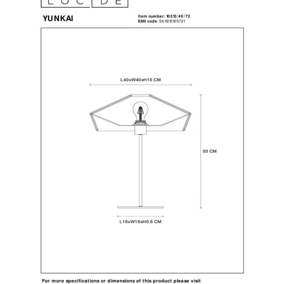 Pöytävalaisin Lucide Yunkai, 50cm, 1xE27, luonnollinen