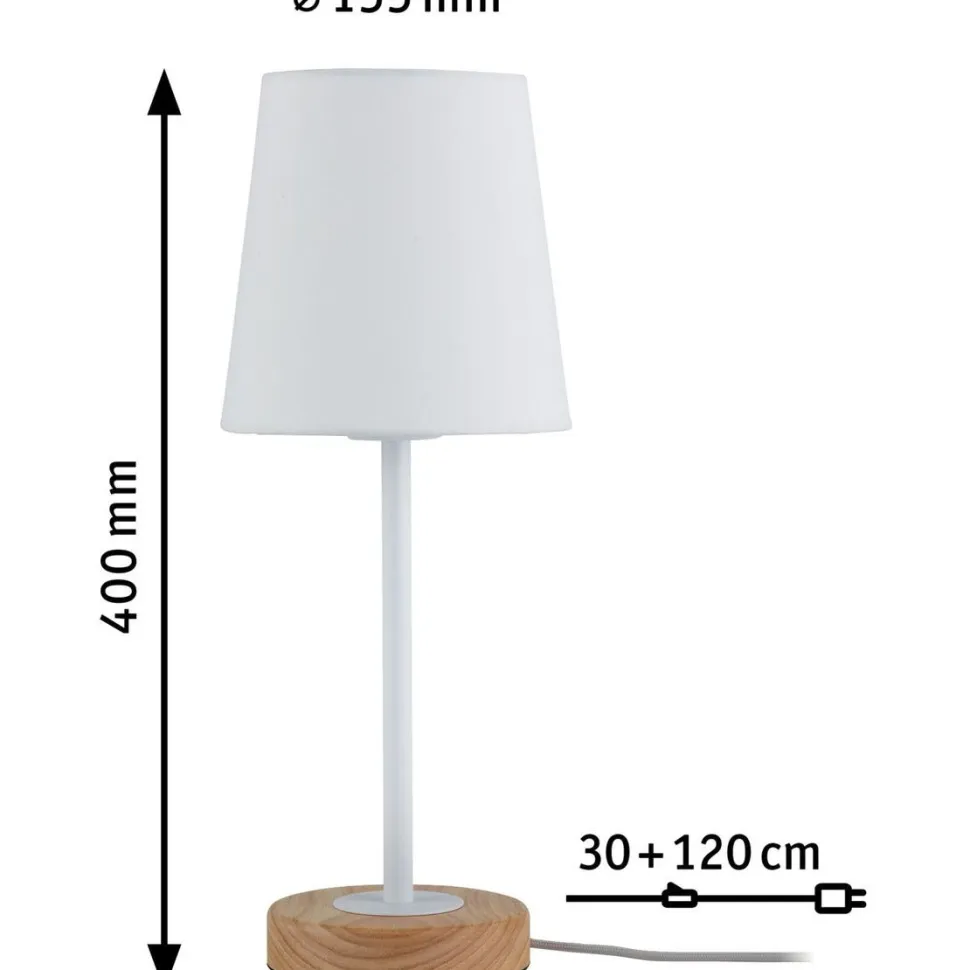 Pöytävalaisin Paulmann Neordic Stellan E27 max. 20W White, Wood Fabric, Metal, Wood