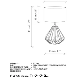 Pöytävalaisinsetti (2kpl) Linento Lighting Diamond, E27, musta